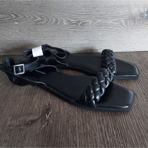NEW Time And Tru Women's Size 11 Black Braided Ankle Strap Buckle Sandals - Picture 3 of 6